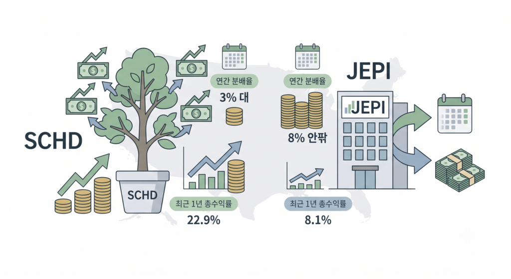 미국 배당 ETF SCHD와 JEPI 수익률·장단점 비교