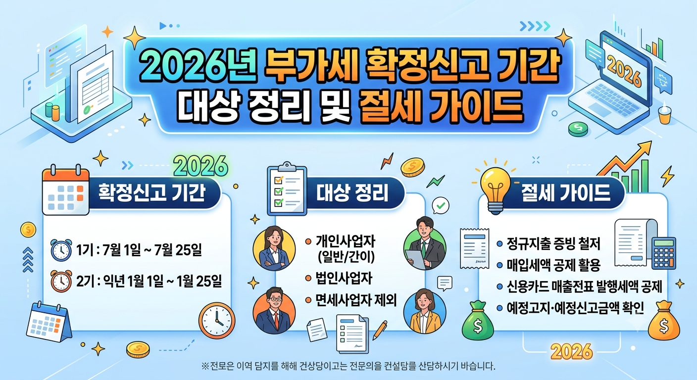 026년 부가세 확정신고 기간 대상 정리 및 절세 가이드