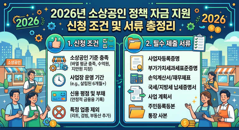 2026년 소상공인 정책 자금 지원 신청 조건 및 서류 총정리