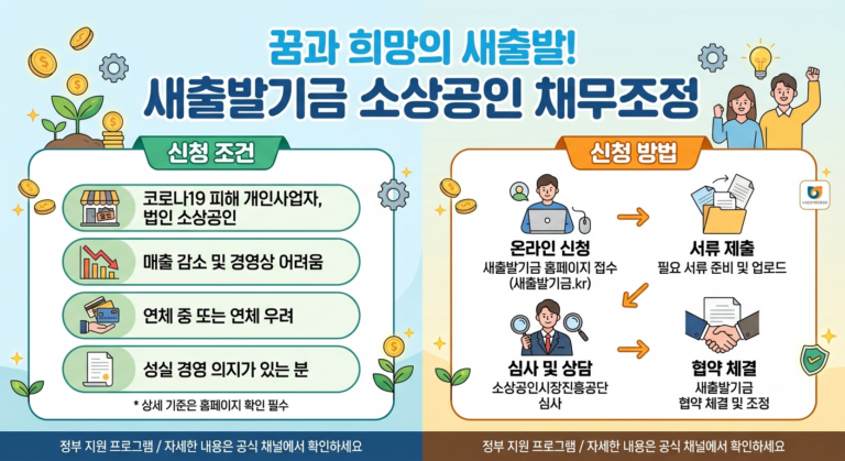 새출발기금 소상공인 채무조정 조건 신청 방법