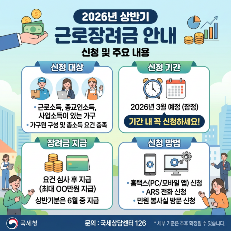 2026년 상반기 근로장려금 안내 이미지