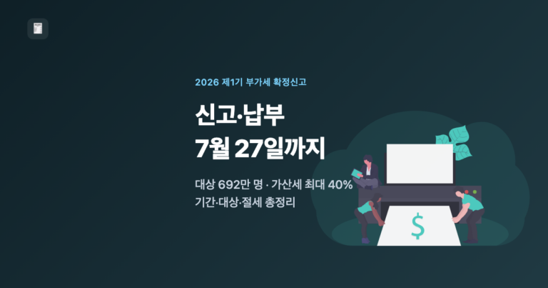 2026년 제1기 부가세 확정신고 신고·납부 7월 27일까지