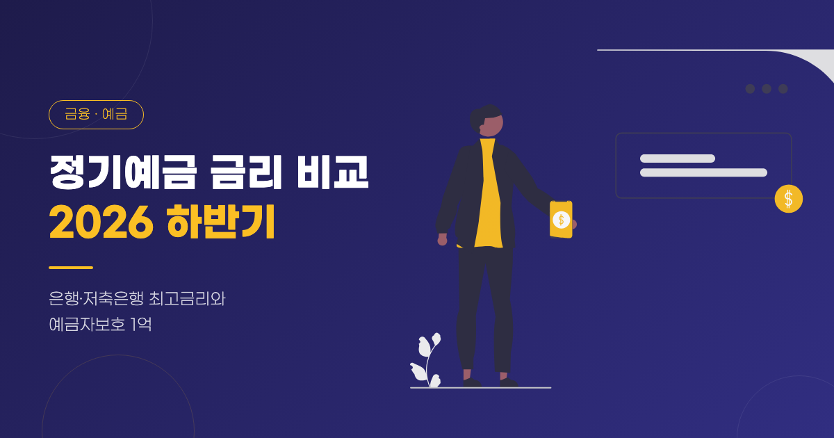 정장 차림 남성이 스마트폰으로 예금 잔액을 확인하는 모습을 담은 정기예금 금리 비교 대표 일러스트